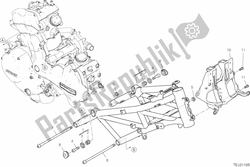 All parts for the Frame of the Ducati Multistrada 1260 S Touring Brasil 2020